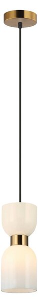 Viokef Lampă suspendată Memory, sticlă, bronz/alb, reglabil, Bronz / Alamă Veche, Camera de zi / sufragerie, Sticlă, Modern