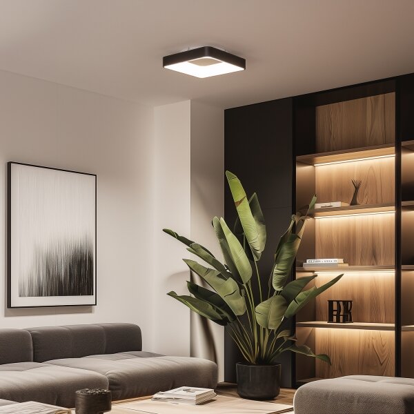 Brilagi - Plafonieră LED dimabilă FALCON II, 80 W, 230 V, 40 x 40 cm, neagră + telecomandă