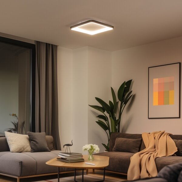 Brilagi - Plafonieră LED dimabilă FALCON SLIM, 50W, 230V, 50x50 cm, neagră + telecomandă