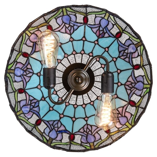 Brilagi - candelabru Tiffany cu vitralii pe lanț LORAS 2xE27/60W/230V