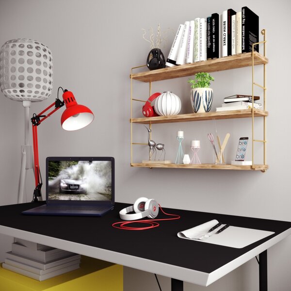 Rafturi perete, Elegant Space, UnicUtil, 60 x 62 x 16 cm, Auriu Maro