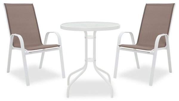 Set Masa si Scaune Gradina Calan-Watson 3 Piese Alb - Maro