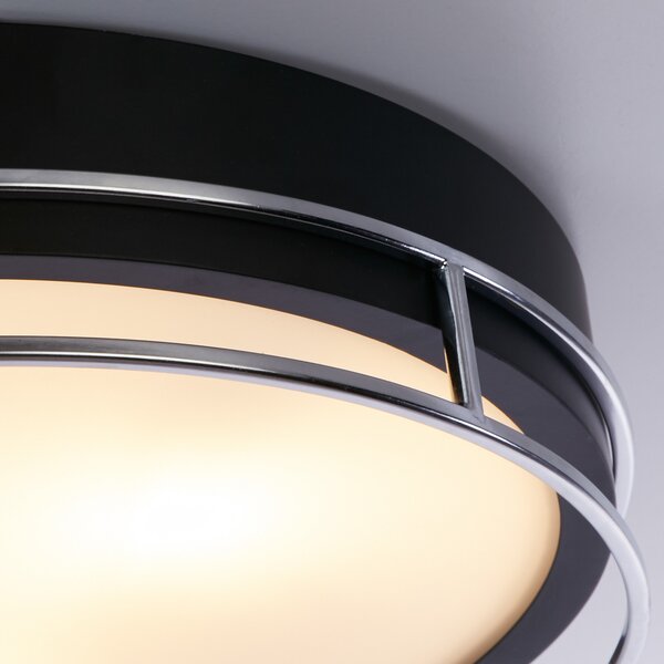 Searchlight Plafonieră Phoenix, Ø 40 cm, negru / crom, IP44, reglabil, Negru, Camera de zi / sufragerie, Metal, Plafon cu flacără multiplă