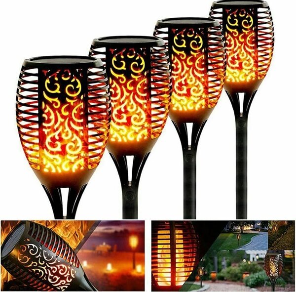 Set 2/3/4/5 x Lampa solara tip torta cu efect flacara, 51.5 cm