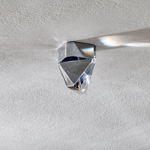 Fabbian Tripla - plafonieră LED cristal, alu, reglabil, Transparent, Camera de zi / sufragerie, Cristal, Design, Plafon unghiular direct