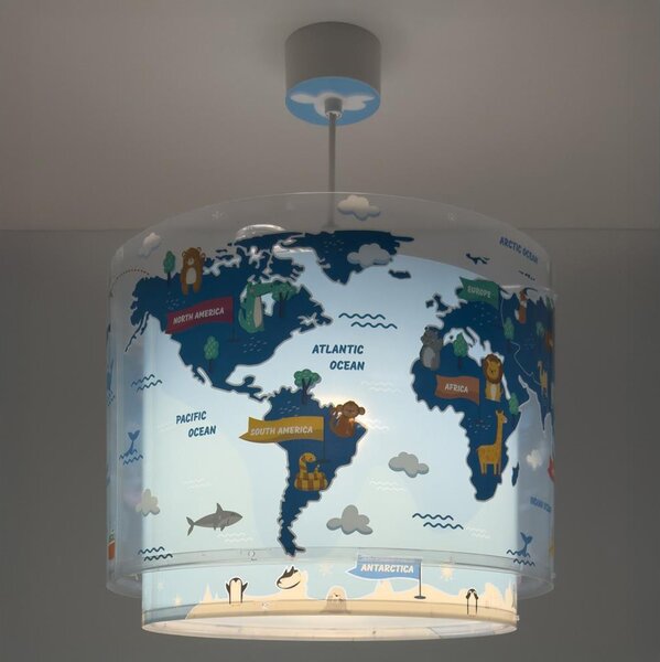 Lustră pentru copii Dalber WORLD 40672, 1xE27/15W/230V, albastră