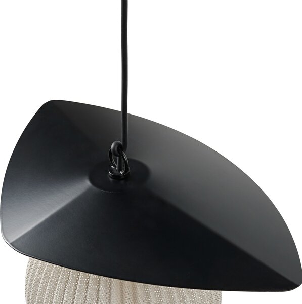 GUBI Lampa suspendată pentru exterior Gubi Satellite, 45x27cm, negru/alb crem, Negru, Oțel inoxidabil, Design