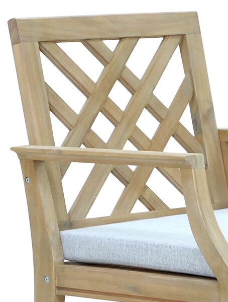 Scaun de bar pentru exterior, Model Amalfi, culoare bej si natural, lemn masiv de salcam, 59x63.5x104.9 cm