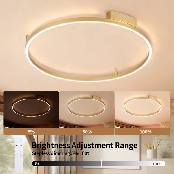 Brilagi - Corp de iluminat LED dimabil PORTOFINO LED/60W/230V diam. 80 cm auriu + telecomandă