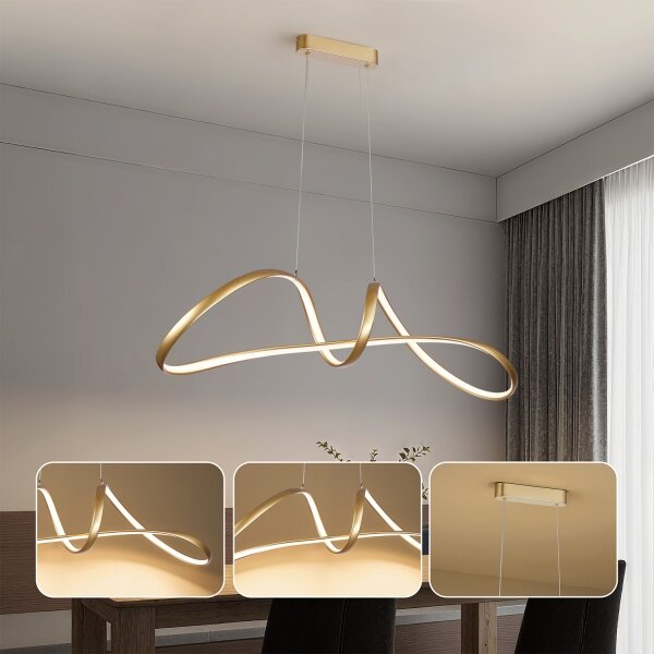 Brilagi-LED Lustra reglabilă pe cablu TWISTER LED/60W/230V 3000-6000K aurie+telecomandă