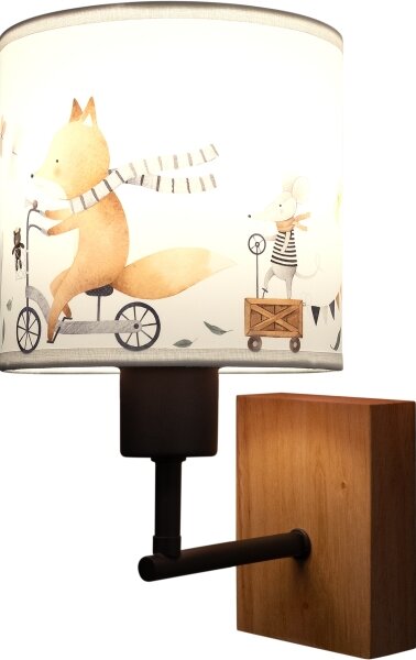 Brilagi - Lampă de perete BOBO WOOD 1xE27/25W/230V stejar/negru/alb/cu animale