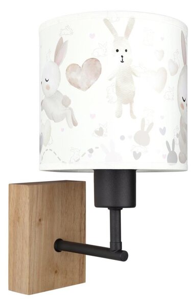 Brilagi - Aplica de perete BOBO WOOD 1xE27/25W/230V stejar/negru/alb/cu iepurași