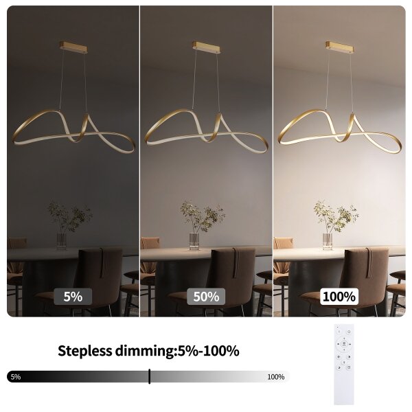 Brilagi-LED Lustra reglabilă pe cablu TWISTER LED/60W/230V 3000-6000K aurie+telecomandă