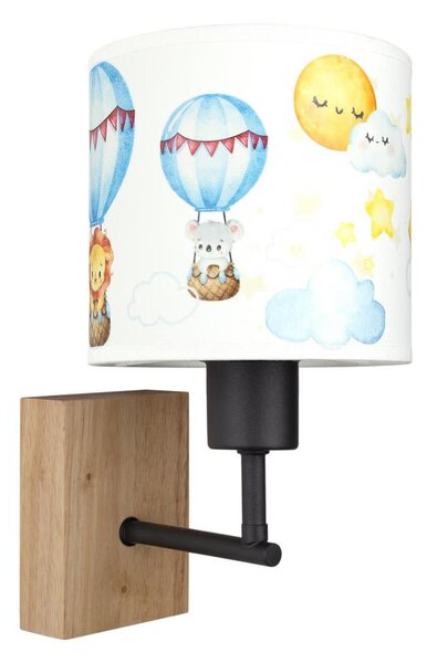 Brilagi - Lampă de perete BOBO WOOD 1xE27/25W/230V stejar/negru/alb/cu motive animale
