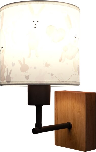 Brilagi - Aplica de perete BOBO WOOD 1xE27/25W/230V stejar/negru/alb/cu iepurași
