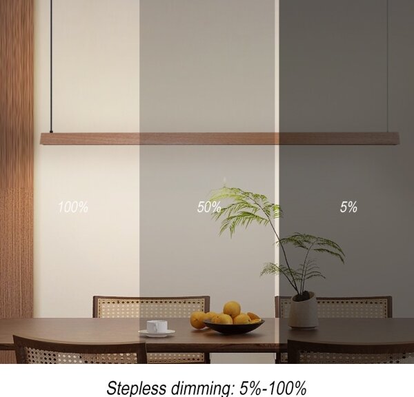 Immax NEO 07305L - Lustră LED dimabilă pe cablu MADEIRA, 44W/230V, Wi-Fi Tuya, 202 cm, stejar