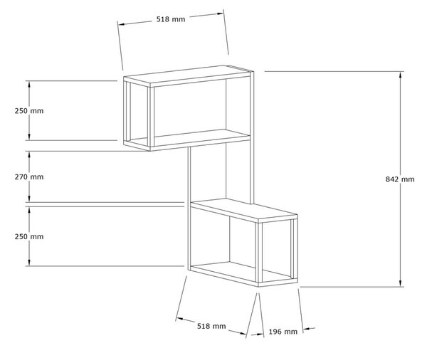 Rafturi perete, Premium Frame, UnicUtil, 84 x 52 x 20 cm, Stejar