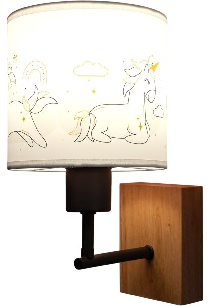 Brilagi - Lampă de perete BOBO WOOD 1xE27/25W/230V stejar/negru/alb/unicorni