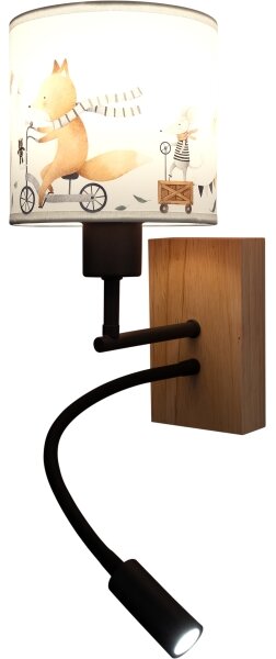 Brilagi - Lampă LED flexibilă BOBO WOOD 1xE27/25W/230V + LED/3W stejar/negru/alb/imprimeu animalier
