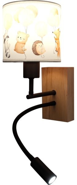 Brilagi - LED Flex. lampă BOBO WOOD 1xE27/25W/230V + LED/3W stejar/negru/alb/animal
