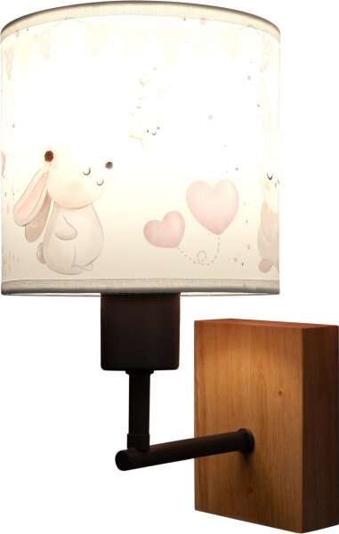 Brilagi - Lampă de perete BOBO WOOD 1xE27/25W/230V stejar/negru/crem/iepurași