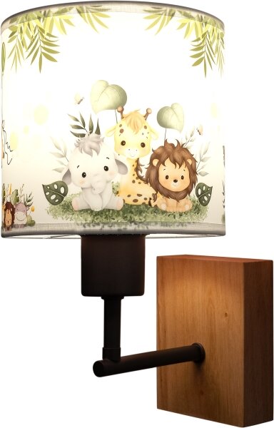 Brilagi - Aplică de perete BOBO WOOD 1xE27/25W/230V stejar/negru/alb/verde/junglă
