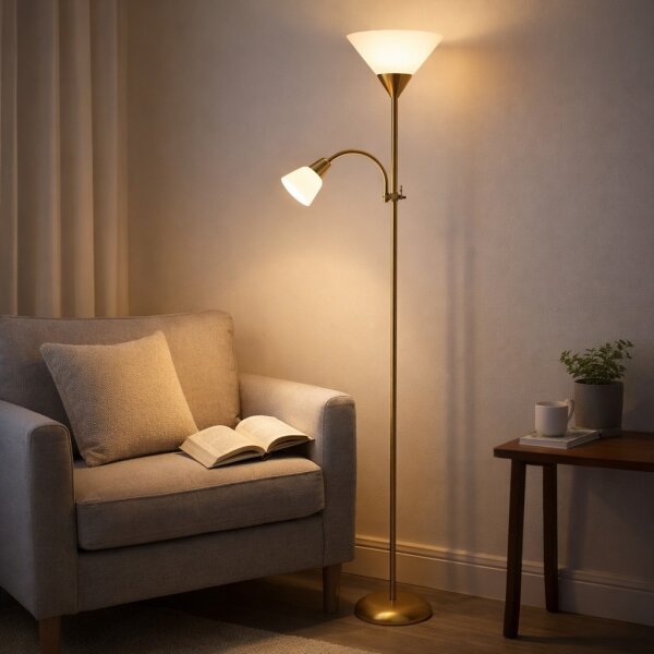 Brilagi - Lampadar ARIANA 1xE27/100W/230V + 1xE14/25W auriu