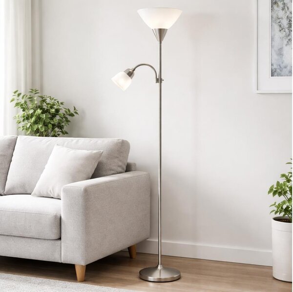 Brilagi - Lampă de podea ARIANA 1xE27/100W/230V + 1xE14/25W crom mat