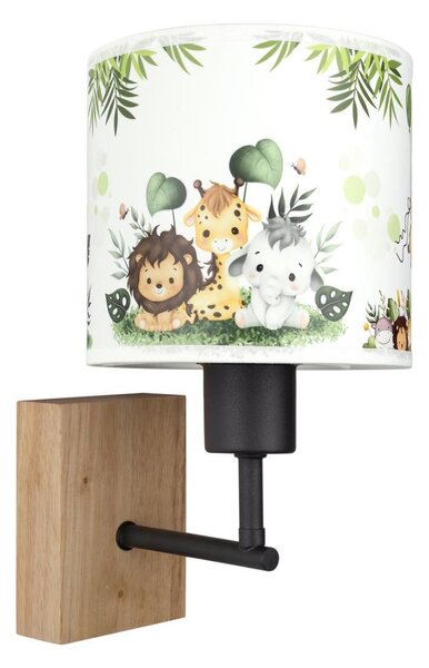 Brilagi - Aplică de perete BOBO WOOD 1xE27/25W/230V stejar/negru/alb/verde/junglă