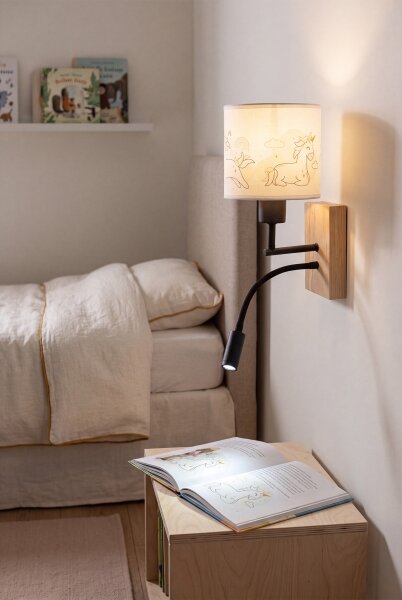 Brilagi - Lampă LED flexibilă BOBO WOOD 1xE27/25W/230V + LED/3W stejar/negru/alb/buc