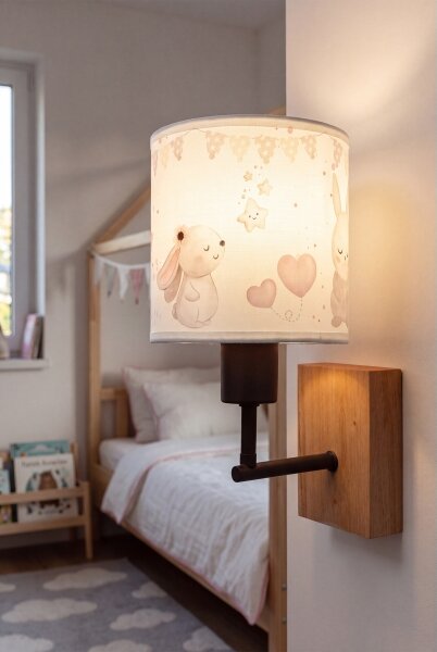 Brilagi - Lampă de perete BOBO WOOD 1xE27/25W/230V stejar/negru/crem/iepurași