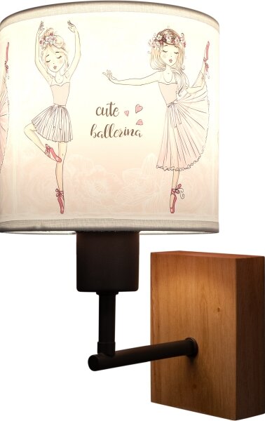 Brilagi - Aplică de perete BOBO WOOD 1xE27/25W/230V stejar/negru/alb/roz/balerine
