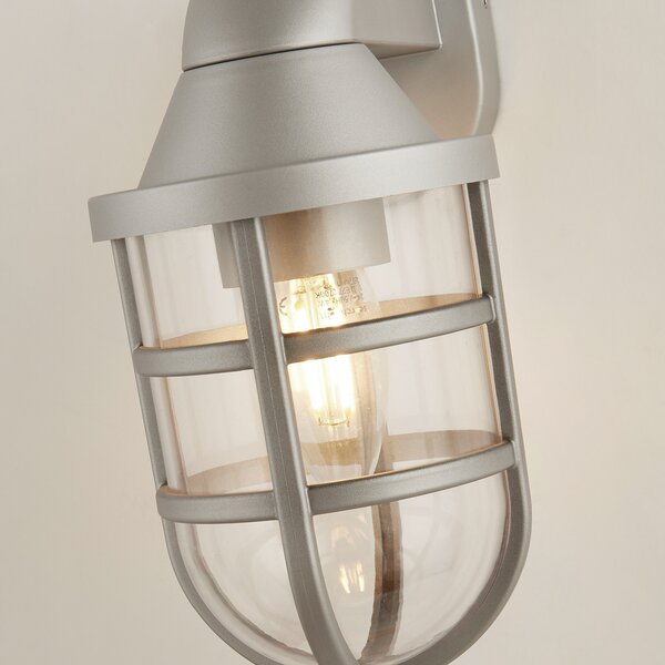 Searchlight Aplică de exterior X Seaside, argintiu, IP44, reglabil, Gri, Plastic, Modern