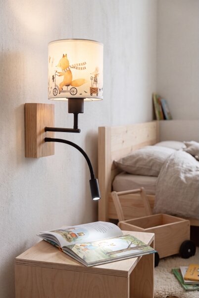 Brilagi - Lampă LED flexibilă BOBO WOOD 1xE27/25W/230V + LED/3W stejar/negru/alb/imprimeu animalier