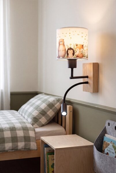 Brilagi - Lampă LED flexibilă BOBO WOOD 1xE27/25W/230V + LED/3W stejar/negru/alb/model animal