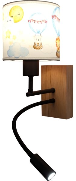 Brilagi - Lampă LED Flex. BOBO WOOD 1xE27/25W/230V + LED/3W stejar/negru/alb/motiv animal