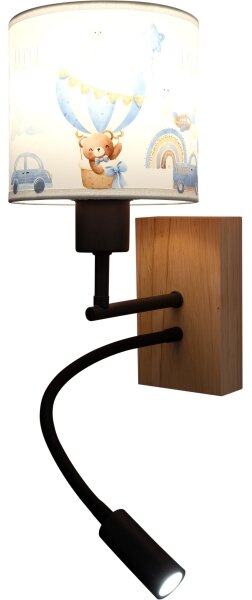 Brilagi-LED Flex. lampă BOBO WOOD 1xE27/25W/230V + LED/3W stejar/negru/alb/albastru/miere