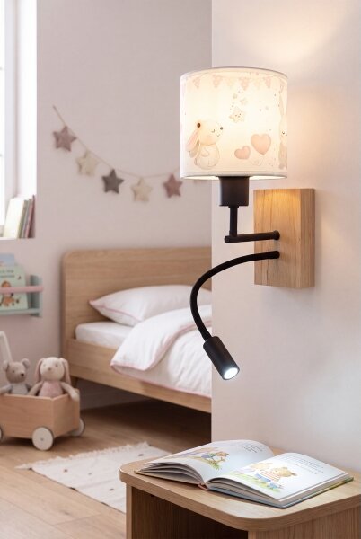 Brilagi - Lampă LED Flex BOBO WOOD 1xE27/25W/230V + LED/3W stejar/negru/crem/albastru regal