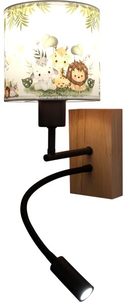 Lampă Brilagi-LED Flex BOBO WOOD 1xE27/25W/230V + LED/3W stejar/negru/alb/verde/junglă