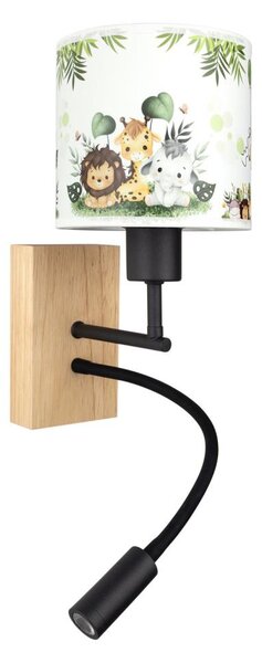 Lampă Brilagi-LED Flex BOBO WOOD 1xE27/25W/230V + LED/3W stejar/negru/alb/verde/junglă