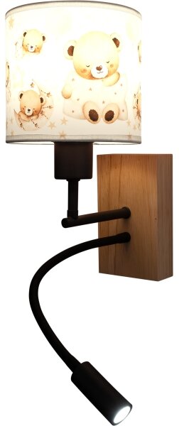 Brilagi - Lampă LED Flex. BOBO WOOD 1xE27/25W/230V + LED/3W stejar/negru/alb/miere