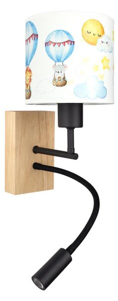 Brilagi - Lampă LED Flex. BOBO WOOD 1xE27/25W/230V + LED/3W stejar/negru/alb/motiv animal