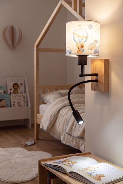 Brilagi-LED Flex. lampă BOBO WOOD 1xE27/25W/230V + LED/3W stejar/negru/alb/albastru/miere
