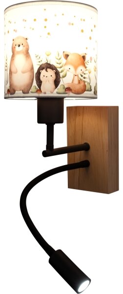 Brilagi - Lampă LED flexibilă BOBO WOOD 1xE27/25W/230V + LED/3W stejar/negru/alb/model animal