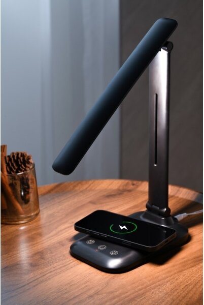 Immax 09106L - Lampă de birou LED LUMI, cu dimmer și încărcare wireless QI, LED/7W/230V, negru