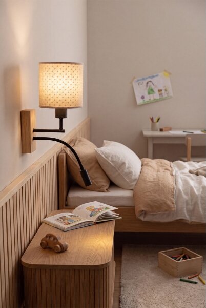 Brilagi - Lampă LED flexibilă BOBO WOOD 1x E27/25W/230V + LED 3W stejar/negru/bej/buline