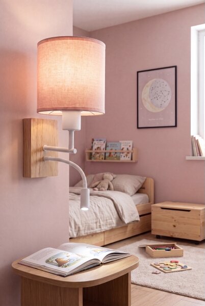 Brilagi - Lampă LED Flex BOBO WOOD 1xE27/25W/230V + LED/3W stejar/alb/roz
