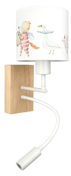 Brilagi - Lampă LED Flex. BOBO WOOD 1xE27/25W/230V + LED/3W stejar/alb/cu motive animale