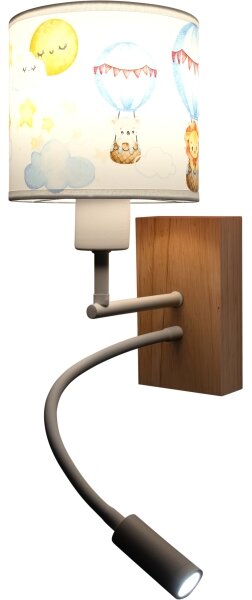 Brilagi - Lampă LED Flex. BOBO WOOD 1xE27/25W/230V + LED/3W stejar/alb/animăluțe