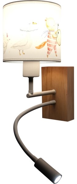 Brilagi - Lampă LED Flex. BOBO WOOD 1xE27/25W/230V + LED/3W stejar/alb/cu motive animale